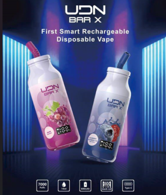 Одноразовая электронная сигарета UDN BAR X 7000 Blueberry  ice с индикатором